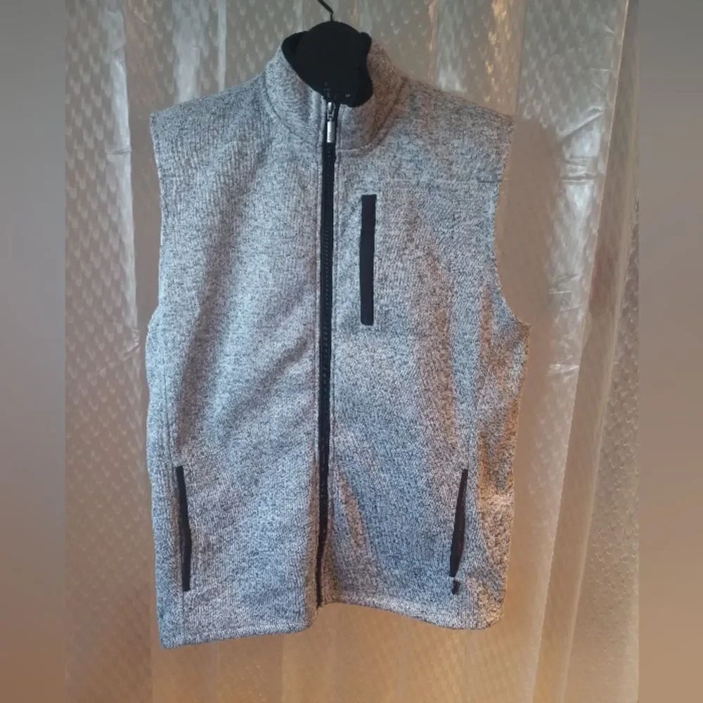 Lee Large Gray Fleece Vest Zipper With Pockets